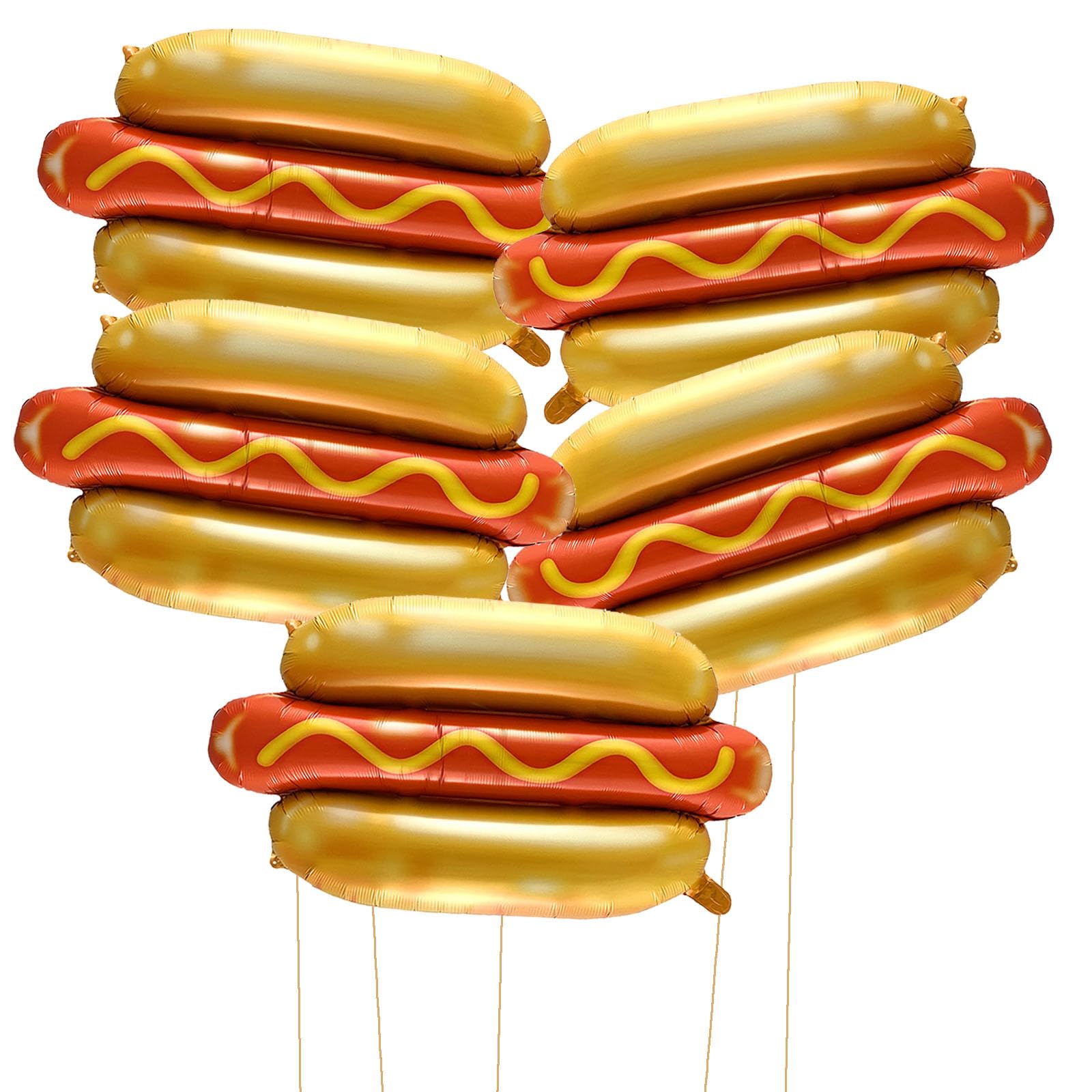 Photo 1 of GOTPASS 5 Pcs Hot Dog Helium Foil Balloons Funny Burger Party Balloons Fast Food Snacks Picnic Burger BBQ Themed Decorations Birthday Baby Shower Supplies