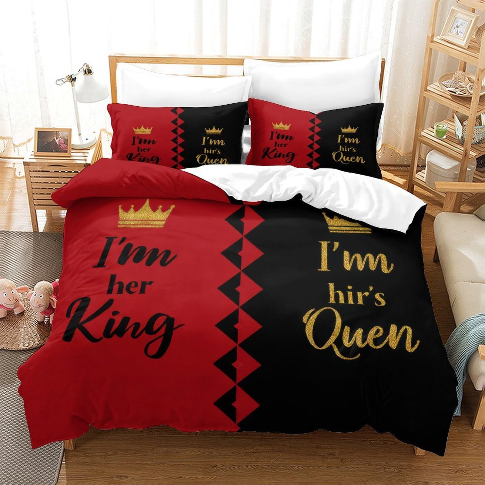 Romantisches Pärchen-Design 3D-Druck 3er-Set Bettdeckenbezug Kuschelbezug Mikrofaser Hypoallergen Staubmilbenfest für Jungen Mädchen Frauen Super King（260x220cm）