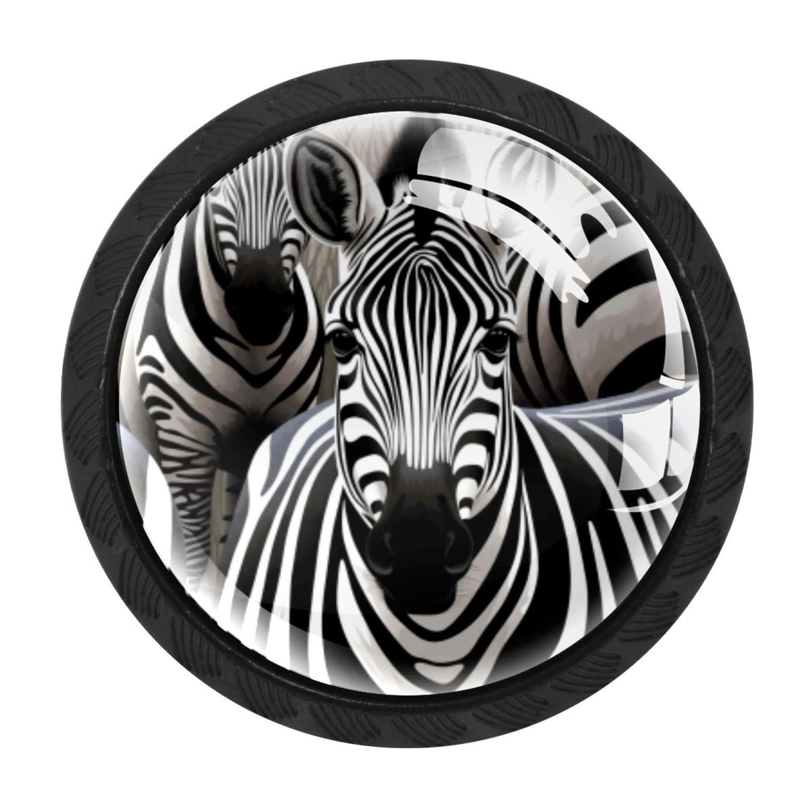 CHENZZZZ 4 Pack Zebra Dresser Drawer Cabinet Knobs Round Crystal Glass Knobs Pulls Handles for Kitchen Wardrobe Cupboard Door Hardware