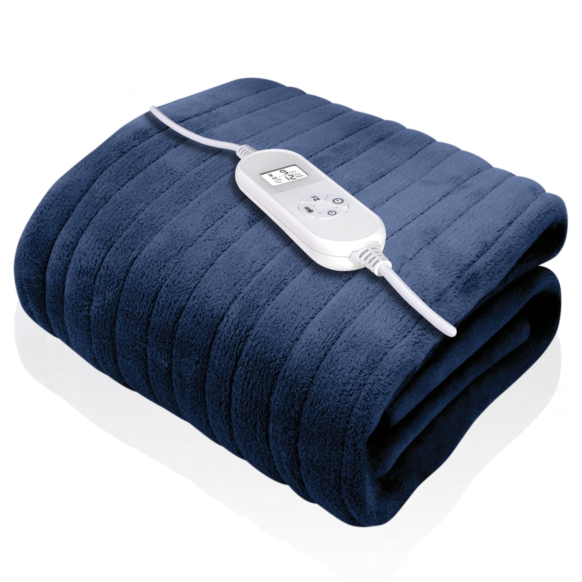 Dreamcatcher Navy Luxurious Heated Throw Electric Blanket, 160 X Heated Blanket Machine Washable Soft Fleece Electric Throw Overblanket With 12Hr Timer And 9X Control Heat Settings 120Cm