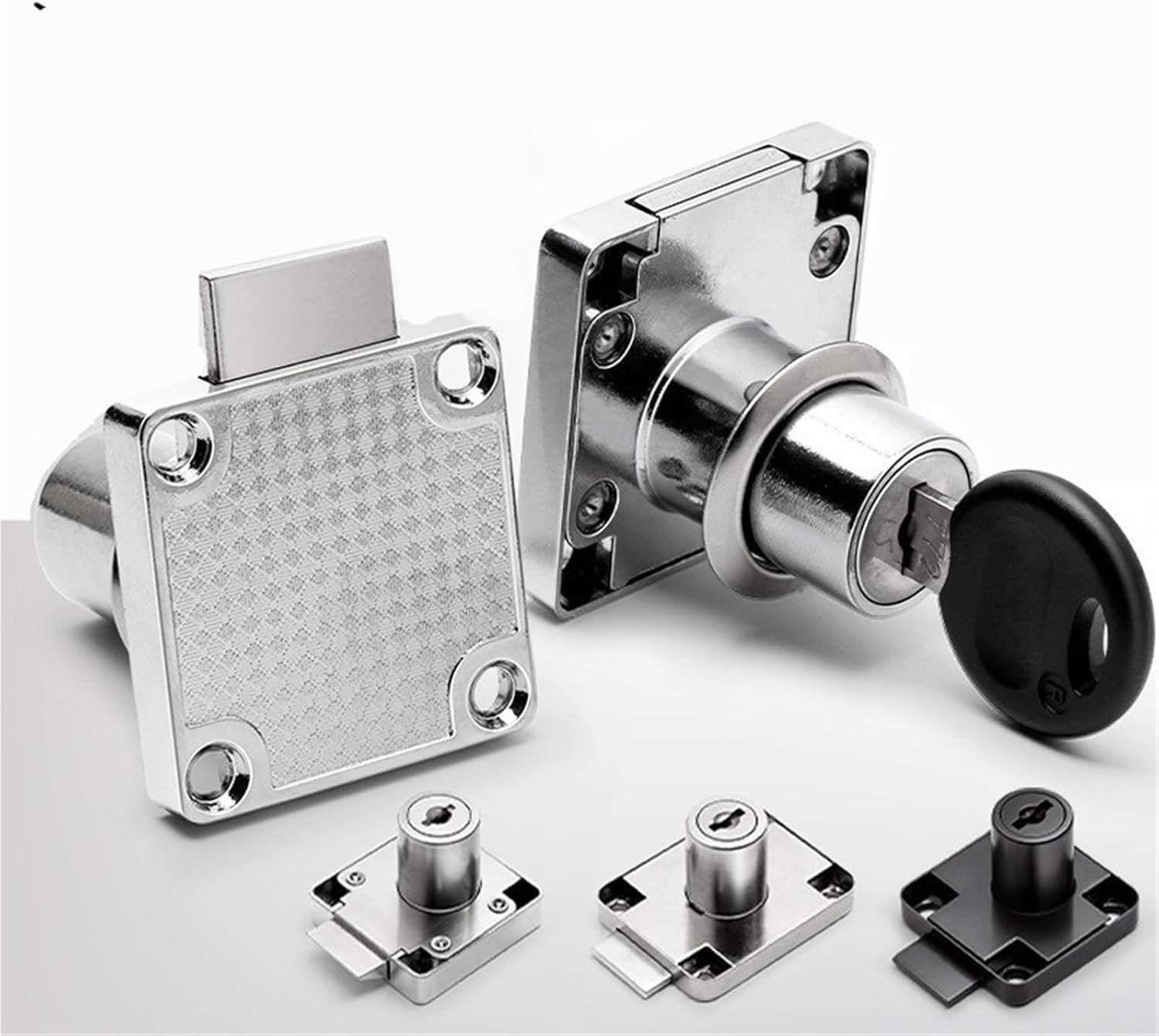 Cinet Drawer Latch Locks Furniture Door Lock Hardware Desk Wardrobe 1Pcs(Black 19x22)