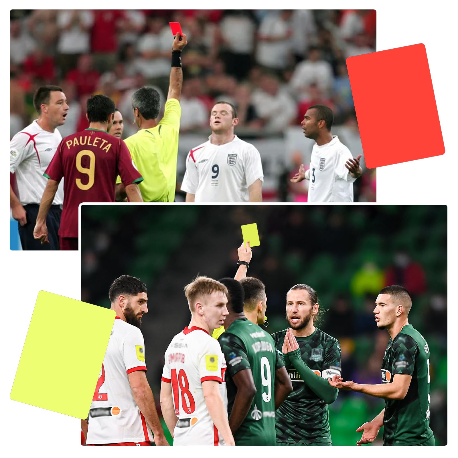 10 Pieces Carton Jaune Et Rouge Arbitre, PVC Carton Arbitre Football 8 Cm X 10,5 Cm, Jeu De Carte D'Arbitre Imperméables, Carton Jaune Rouge Robuste Pour Les éVénements Sportifs, Journée Sportive