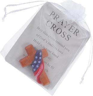 jojofuny Mini Wooden Pocket Cross Set with Oak Handheld Comfort, Includes Pouch and Blessing Card, Easter Basket Stuffer or Christmas Stocking Stuffer for Portable Prayer and Faith