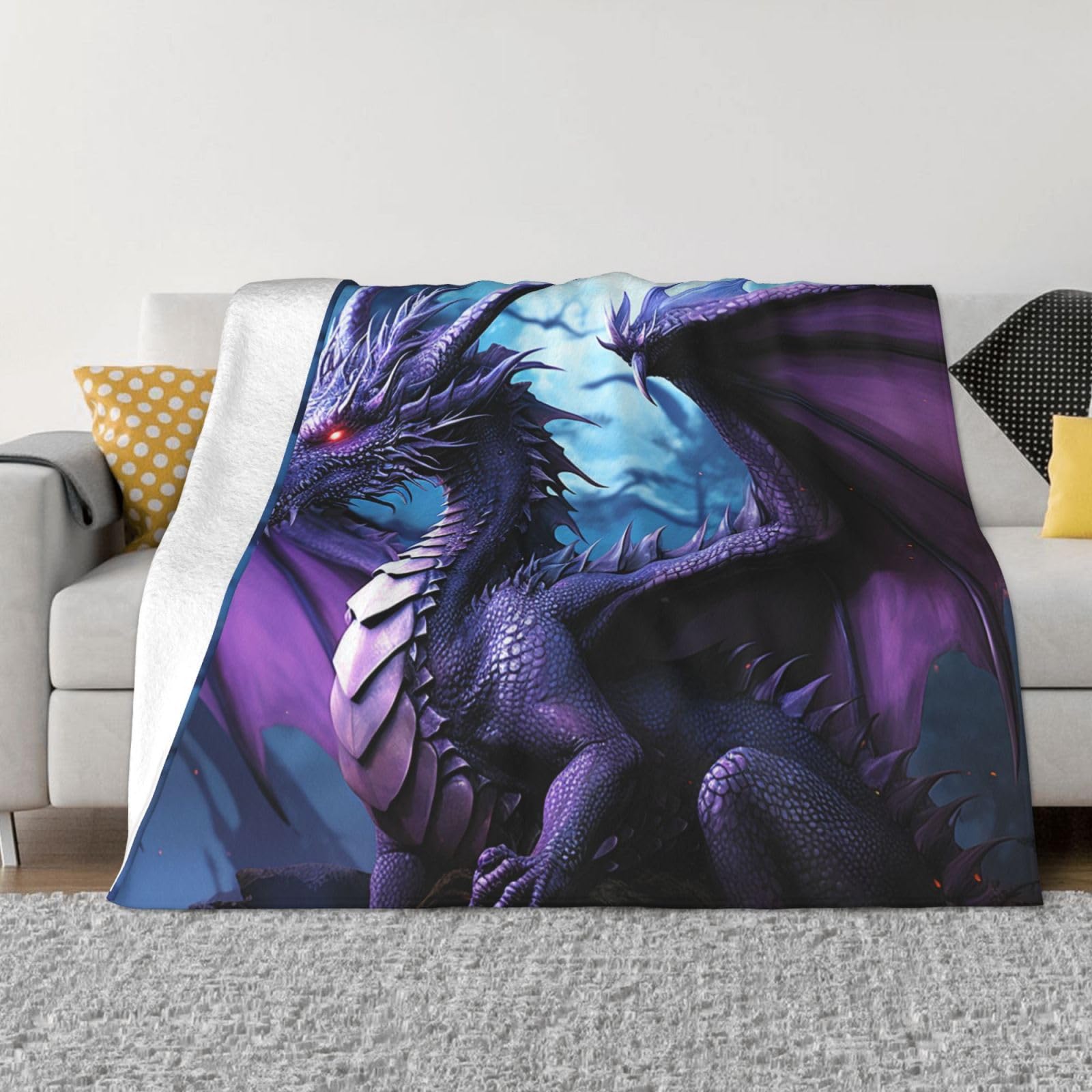 Couverture légère en flanelle ultra douce motif dragon pour climatisation