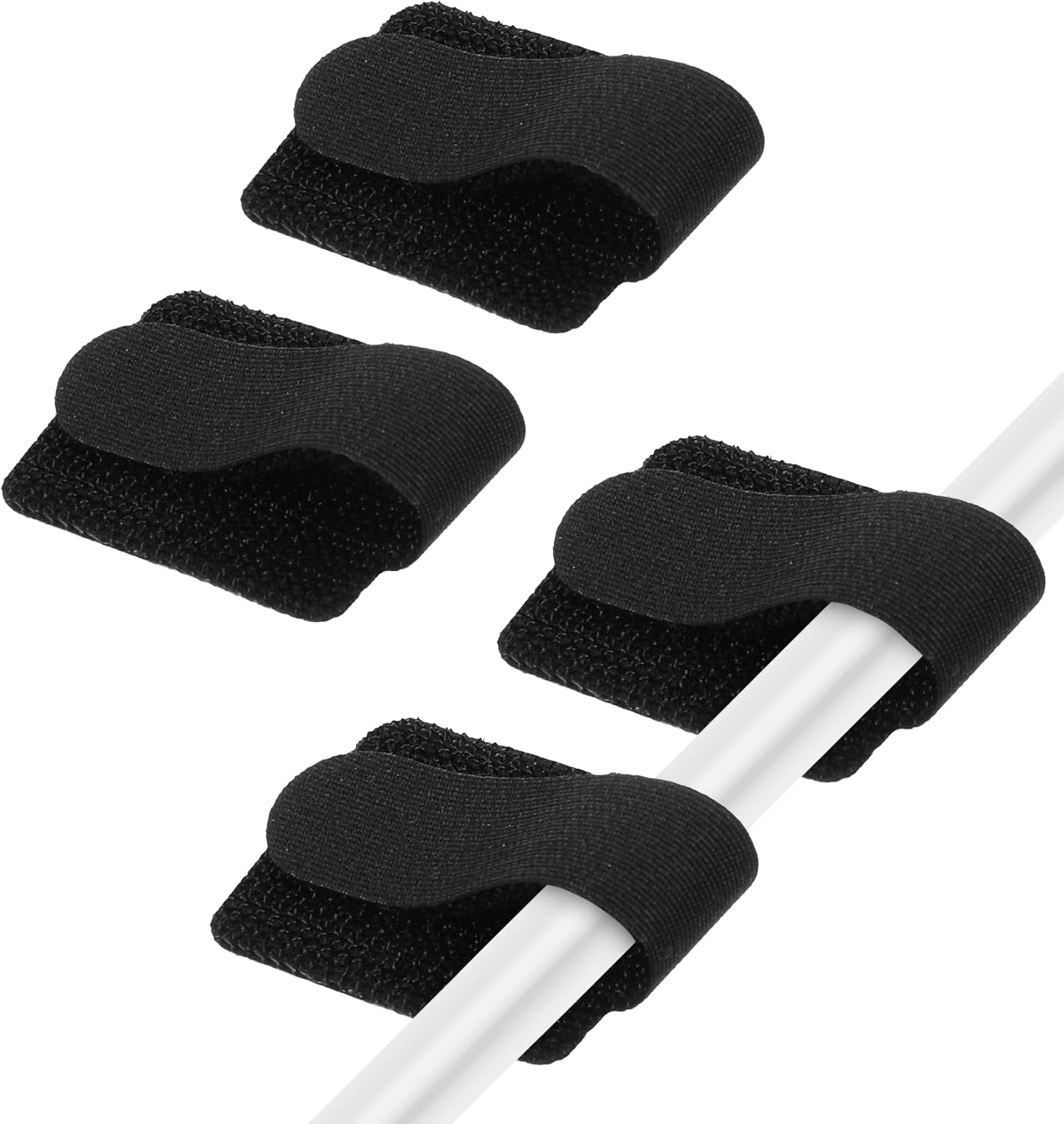 80Pcs Cable Strap, Self-Adhesive Hook and Loop Cable Ties for Under Desk Cord Management, Reusable & Adjustable Wire Organizer for Home, Office, Car (Black)