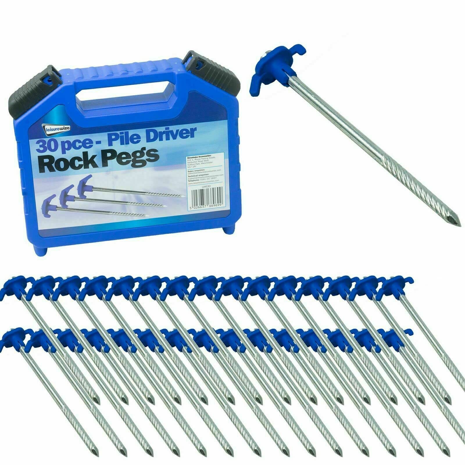 Tent Pegs Pile Driver Hard Ground Rock Pegs Caravan Tent Awning Steel Set 30 — image 1