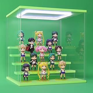 Naconmlet Acrylic Display Case for Funko Pop Minifigures,5 Tier Display Box with Light,Storage Cube Dustproof Showcase for Vendors,Pop Figures, Perfumes or Collectibles (5 Tier-W*D*H-12.6*11.4*13.3inches)