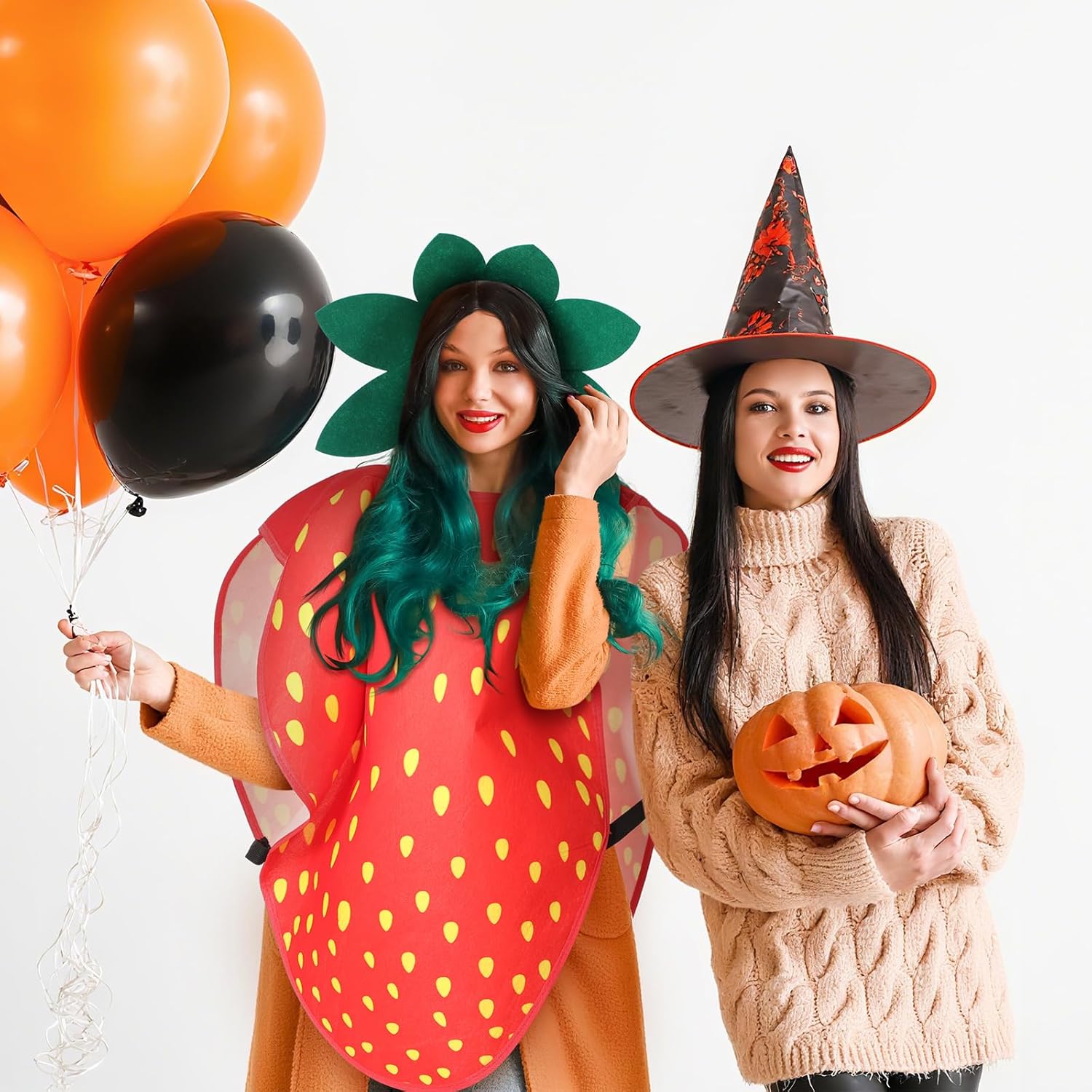 Jecery 2 Pcs Halloween Strawberry Costume for Women Men Adult Real Fruit Slice Costume with Headband Funny Fruit Cosplay Outfits Dress up Party - Image 6