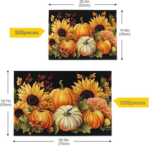 Miniatura 5 de Pumpkin Fall Jigsaw Puzzles 500 Pieces for Adults,Learning Educational Puzzles,Difficult and Challenge Families Toys with Mesh Storage Bag 2011709