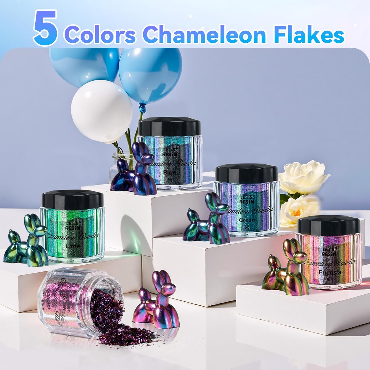 LET'S RESIN Chameleon Flakes, Resin Supplies -Intense Color Shift Pigment Powder for Resin Molds/Tumblers, Chrome Powder Pigment for Christmas Nail Art/Paint/Soap Making - Image 3