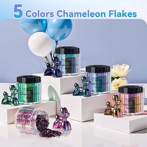 Miniatura 3 de LET'S RESIN Copos de camaleón, suministros de resina, pigmento intenso de cambio de color para moldes de resina/vasos, pigmento en polvo cromado