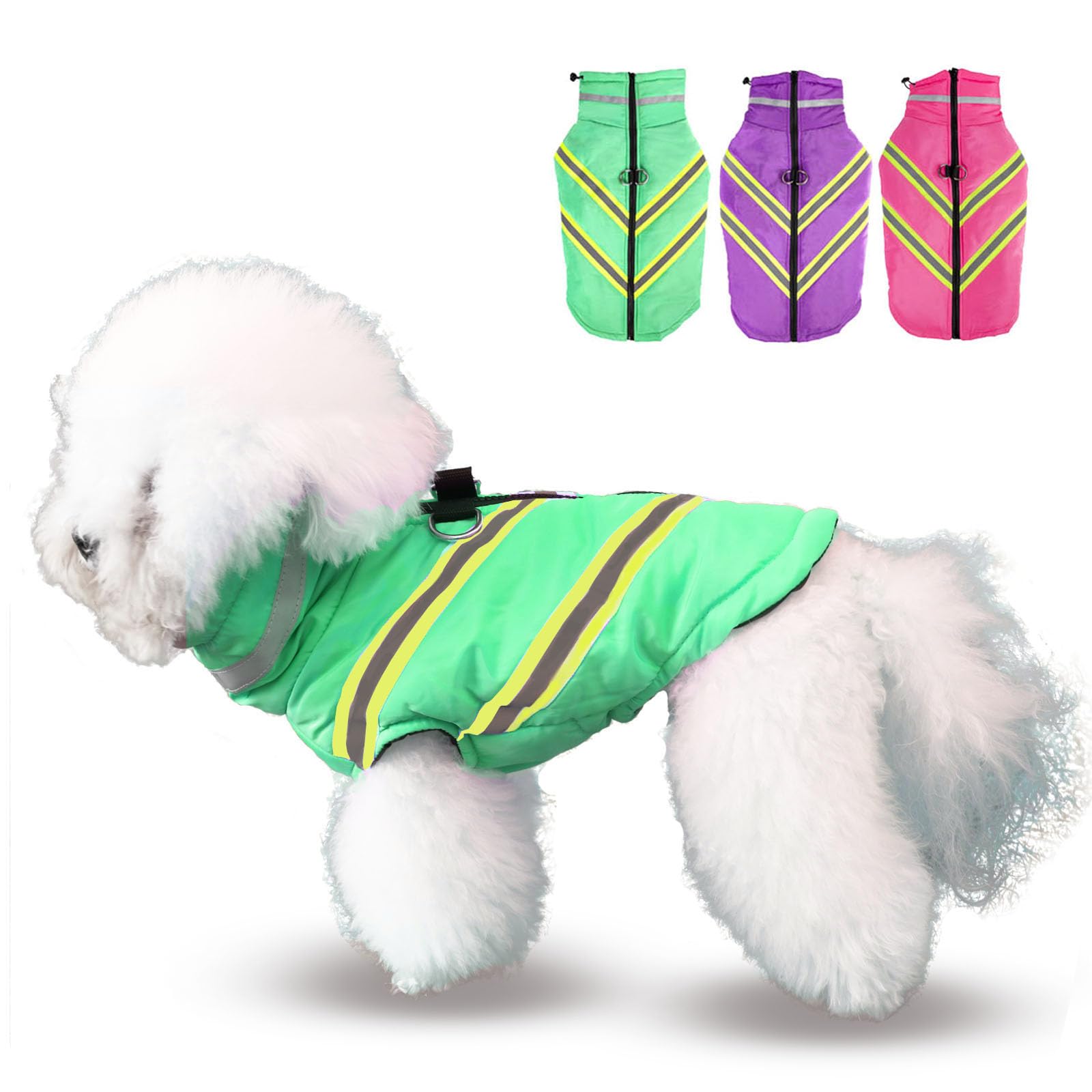 Winter Dog Coat - Warm Fleece Vest with Reflective Strips, Waterproof & Windproof for Small to Large Dogs (MEDIUM)