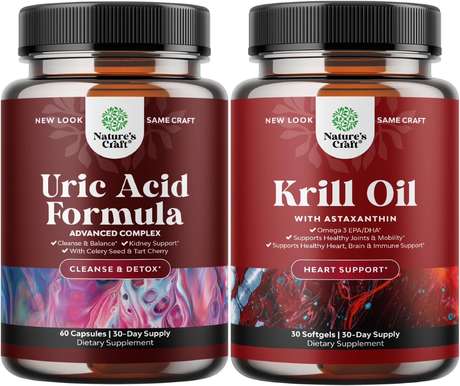 Bundle of Herbal Uric Acid Cleanse and Detox and Antarctic Krill Oil Softgels