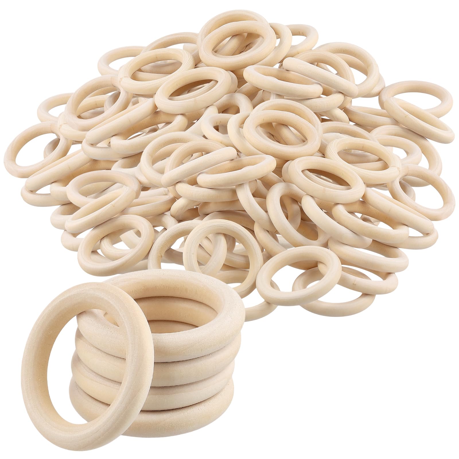Anneaux en bois brut 51mm pour loisirs créatifs et fabrication de bijoux