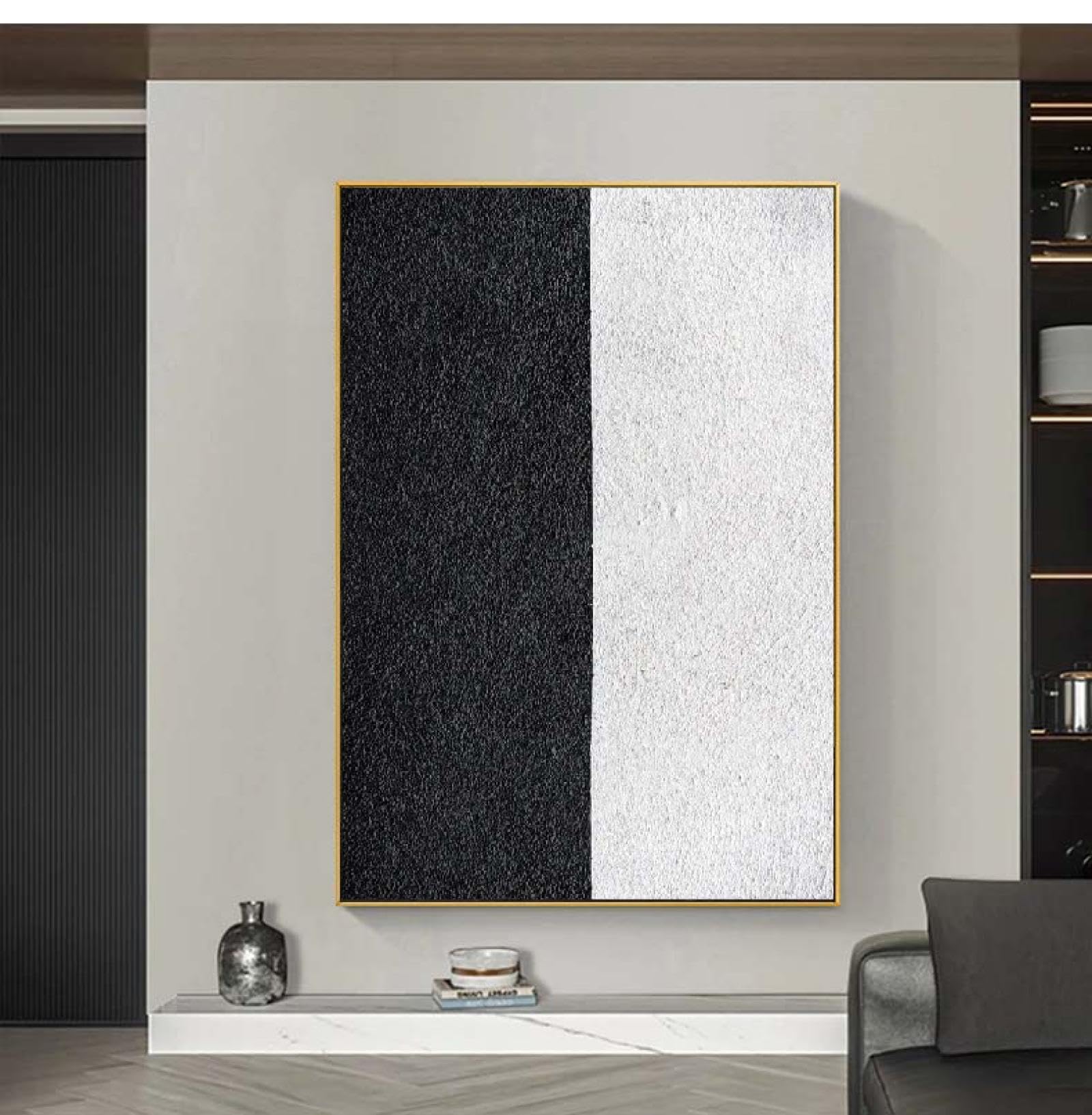 Leinwand Bilder Abstrakt Modern Kunst Schwarz und Weiß 200x100 cm Leinwandbild Groß XXL Wohnzimmer Schlafzimmer Wandbild Kunstdruck Wandbilder Wand Deko Bild auf Leinwand Ungerahmt
