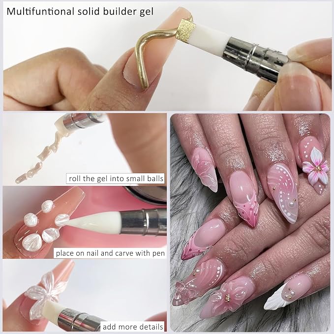 Gel Constructor Sólido para Uñas Blanco Perlado y Transparente miniatura 6