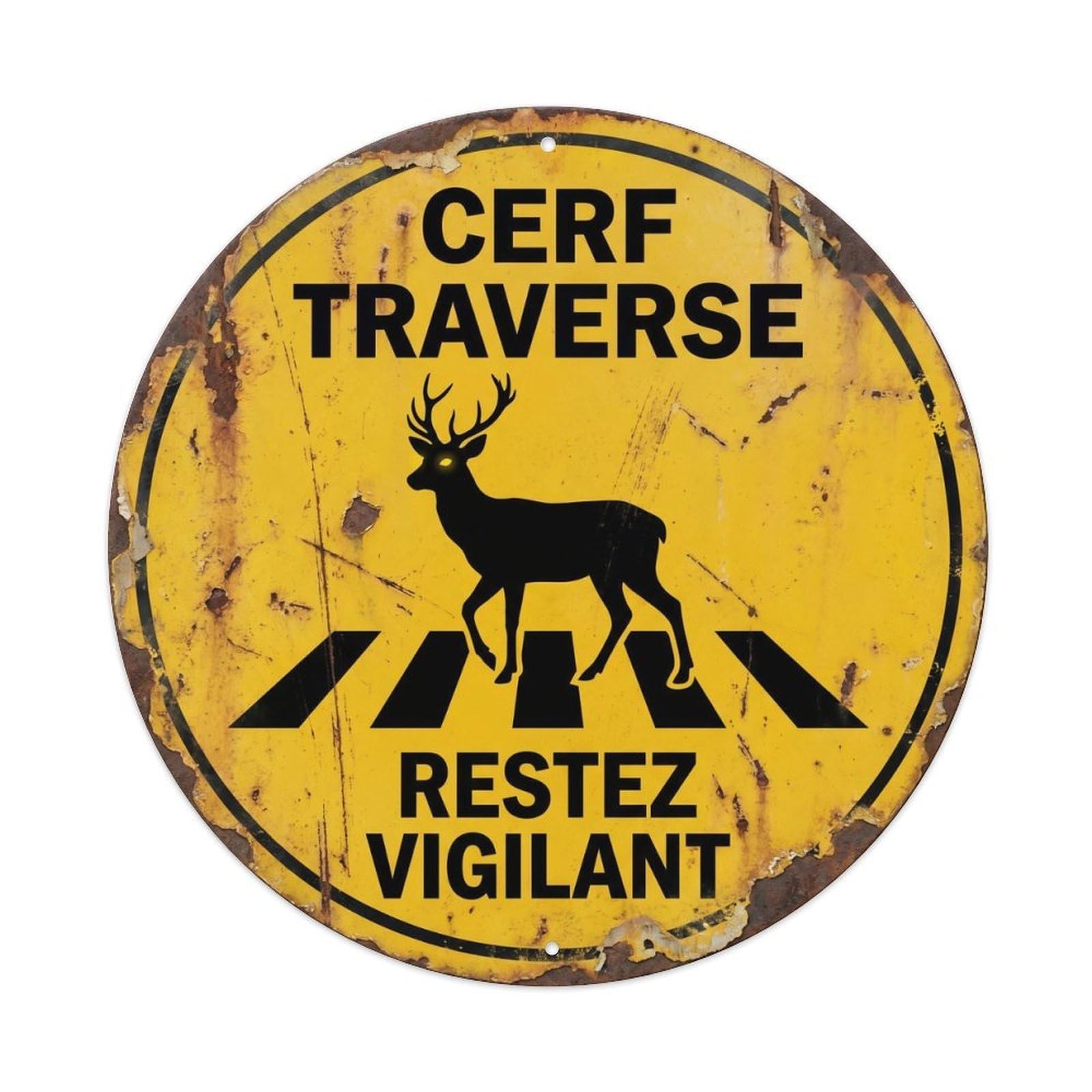 Cwbufd Vintage Style Deer Crossing Stay Alert Vintage Vintage Metal Tin Sign Plaque Wall Decor For Cafe, Club Bar, Office, Garden Metal Poster 8X8inch