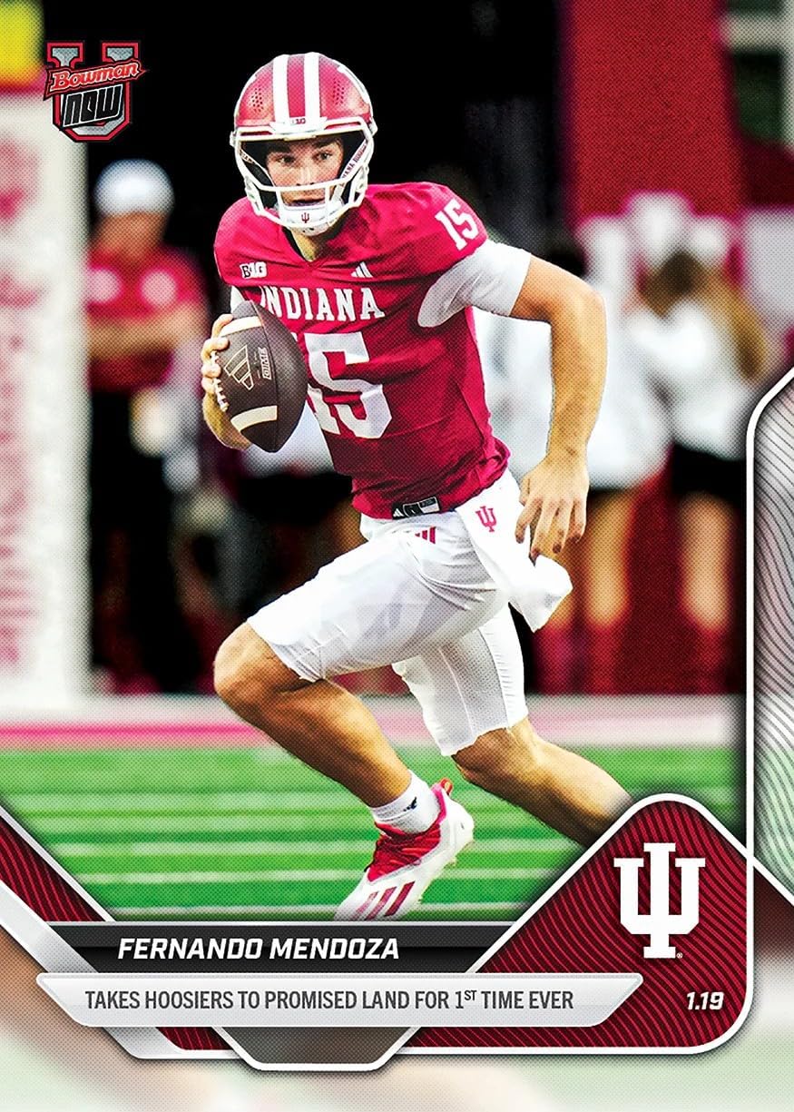 Fernando Mendoza - 2025-26 Bowman U NOW® Football - Card 67 - Indiana Hoosiers NATIONAL CHAMPIONS LIMITED EDITION FOOTBALL CARD