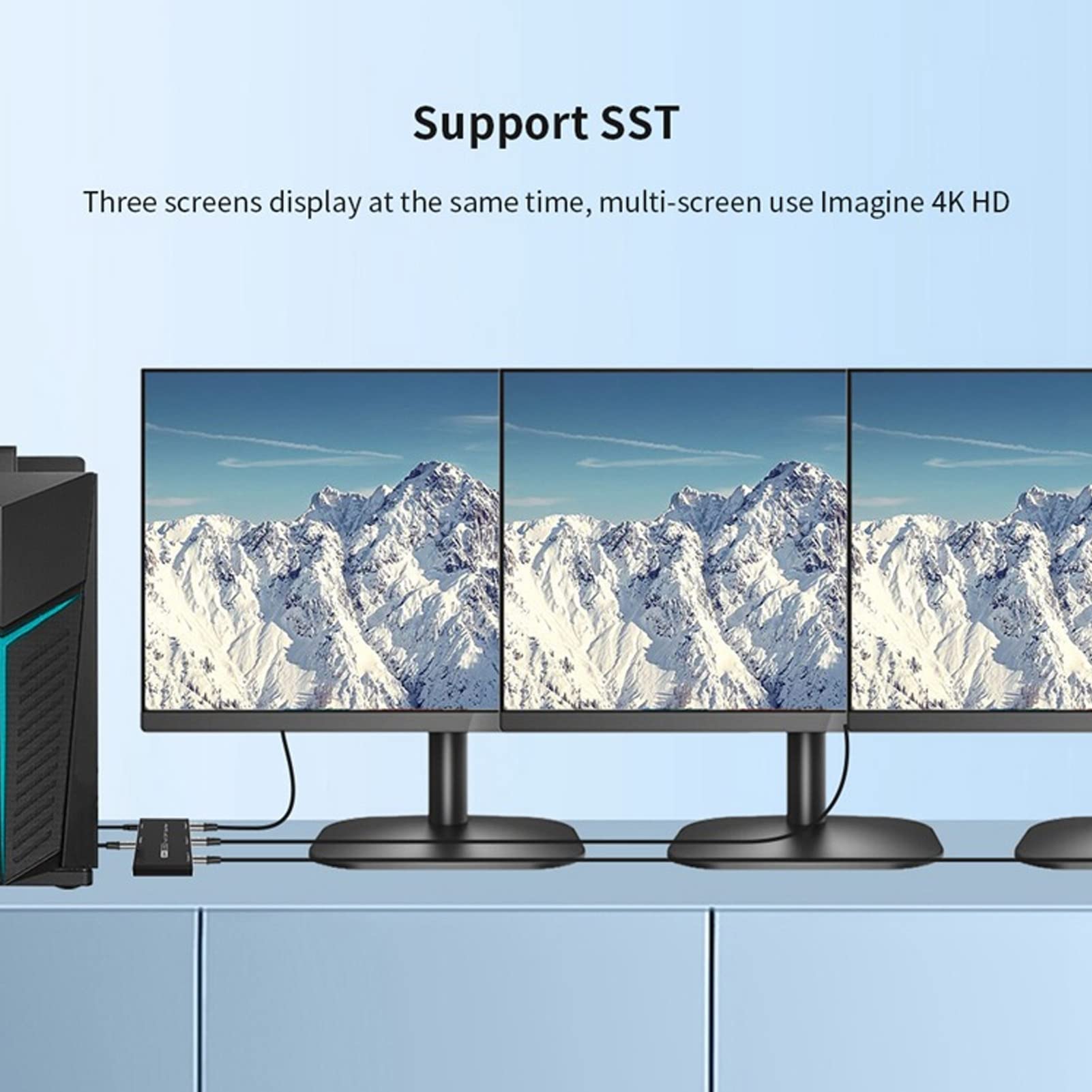 Displayport, Splitter DisplayPort 1x3 8K 30Hz 4K 144Hz Triple MST SST Hub 1 in 3 Out Splitter DP per Home Theater, Scuola, Hotel, Ecc
