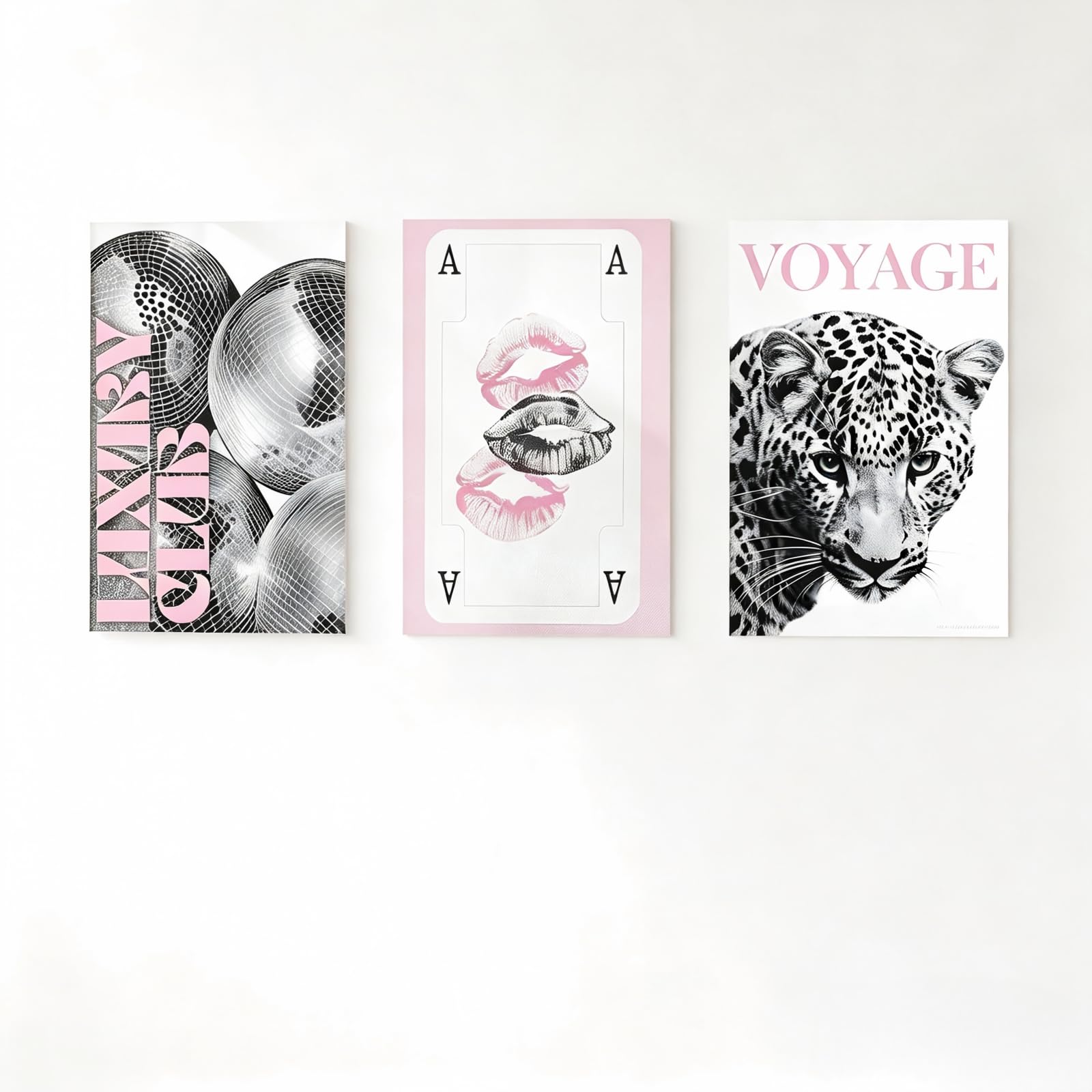 Tivleed 3 Pink & Gray Poster Set Wall Art for Bedroom & Living Room