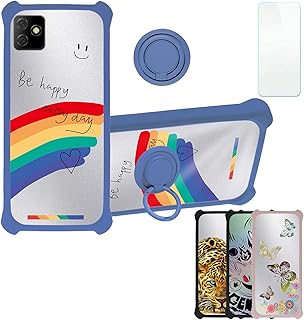 Digicel Dl4 Case Compatible with Digicel Dl4 Phone Case Cover [with Tempered Glass Screen Protector][Hard PC + Soft Silicone][Ring Support] [Silver Reflect Light] DYL-CHX