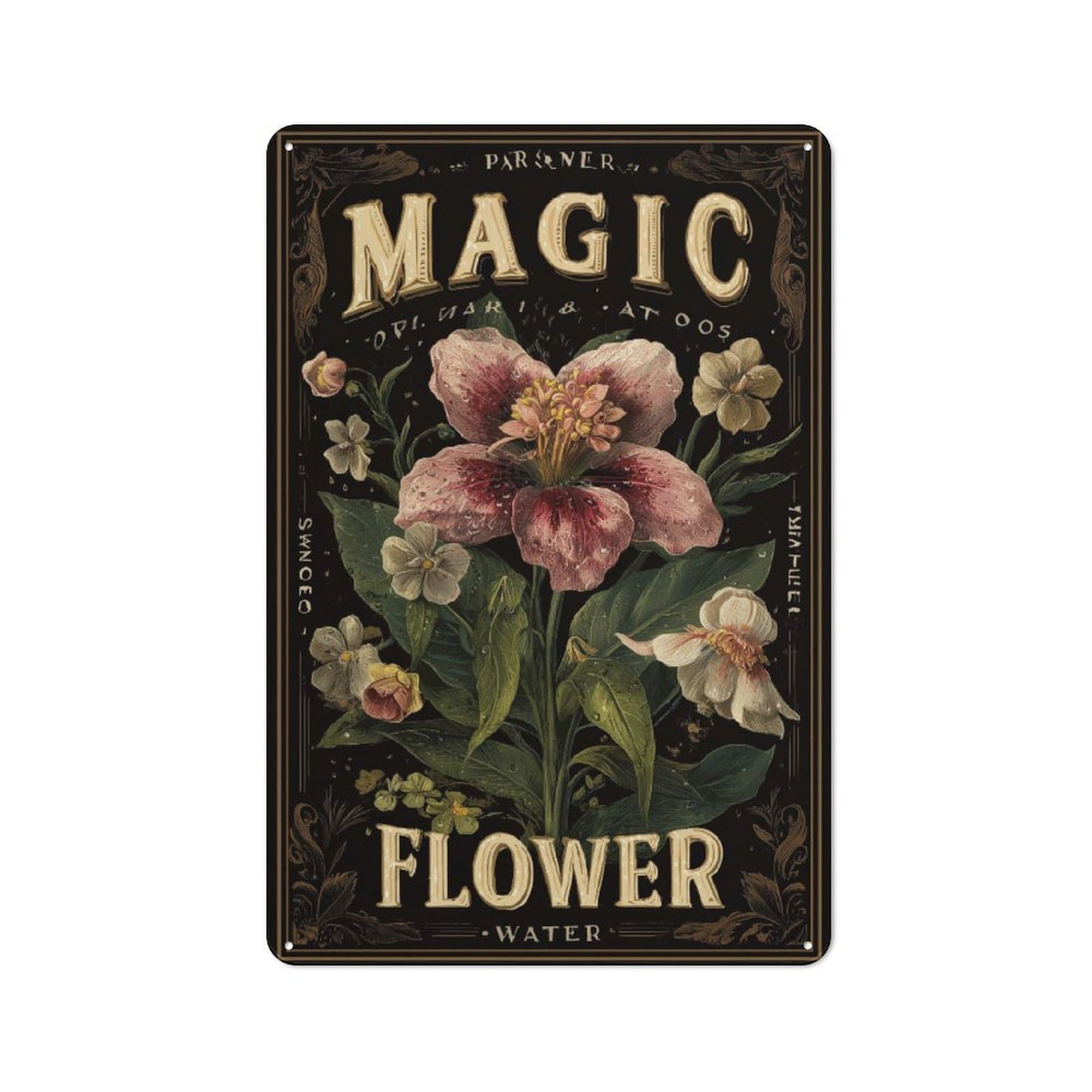 Junmoney Enchanted Bloom Essence Retro Metal Wall Sign 30X20cm With For Home Bar Wall, A Housewarming Gift For Hosts Who Enjoy Retro Interiors