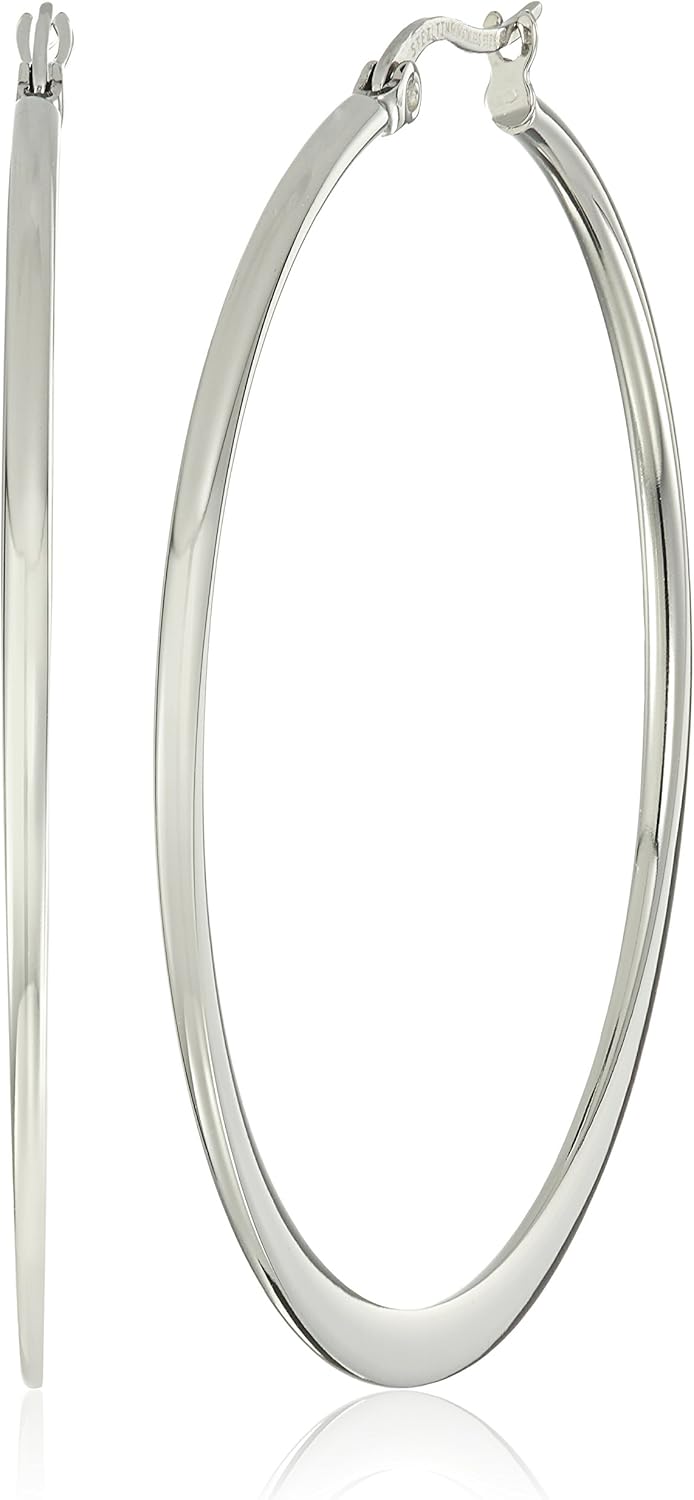 Amazon Essentials Gold Plated or Stainless Steel Flattened Hoop Earrings