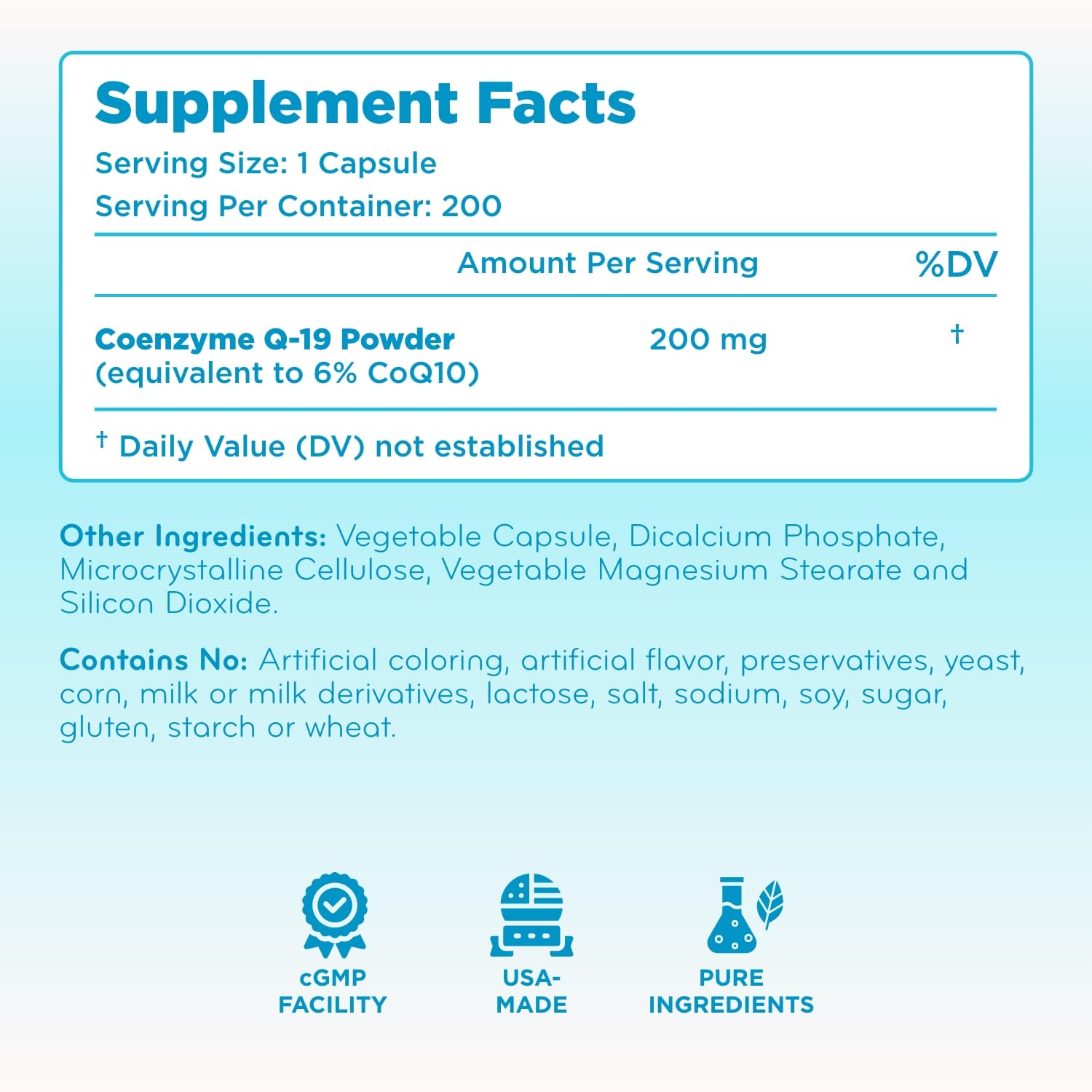 Quick Absorption CoQ10 200mg - Coenzyme Q10 200mg Potent Antioxidant for Heart Energy and Aging Support - High Stability CoQ10 Ubiquinone Capsules - Made in a cGMP US Lab (400 Servings) — Amazon image 7