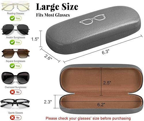 Miniatura 2 de RayLove Estuche para lentes, paquete de 2 unidades, unisex, funda rígida para lentes, de piel sintética, con accesorios para gafas