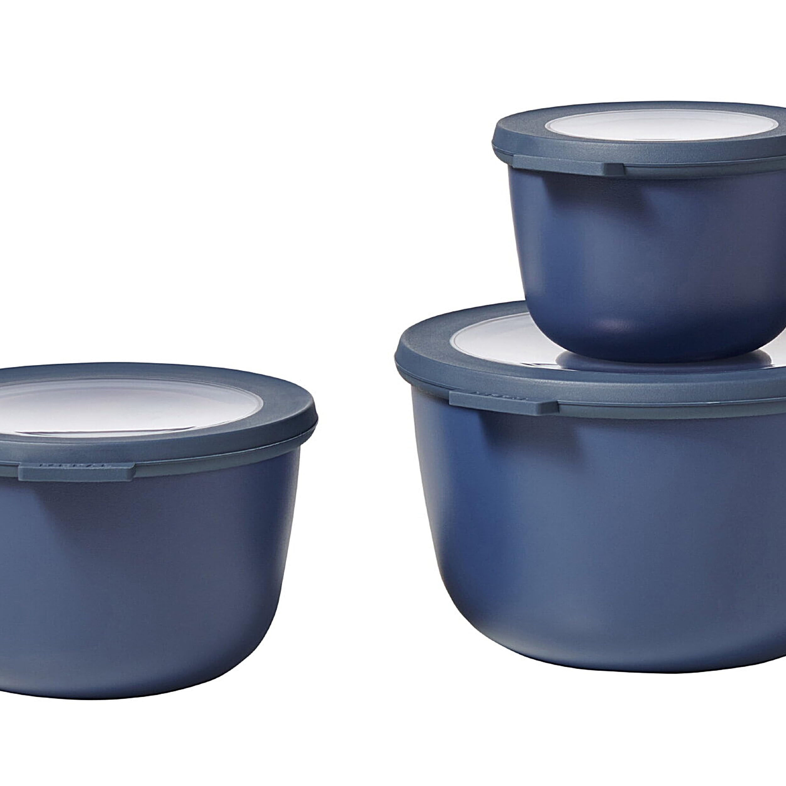 Mepal - Çok amaçlı Cirqula Round 3 parçalı set – kapaklı saklama kabı – saklama kutusu, buzdolabı, derin dondurucu ve mikrodalga fırın kabı olarak uygundur – 500 ml, 1000 ml & 2000 ml – Nordic Denim