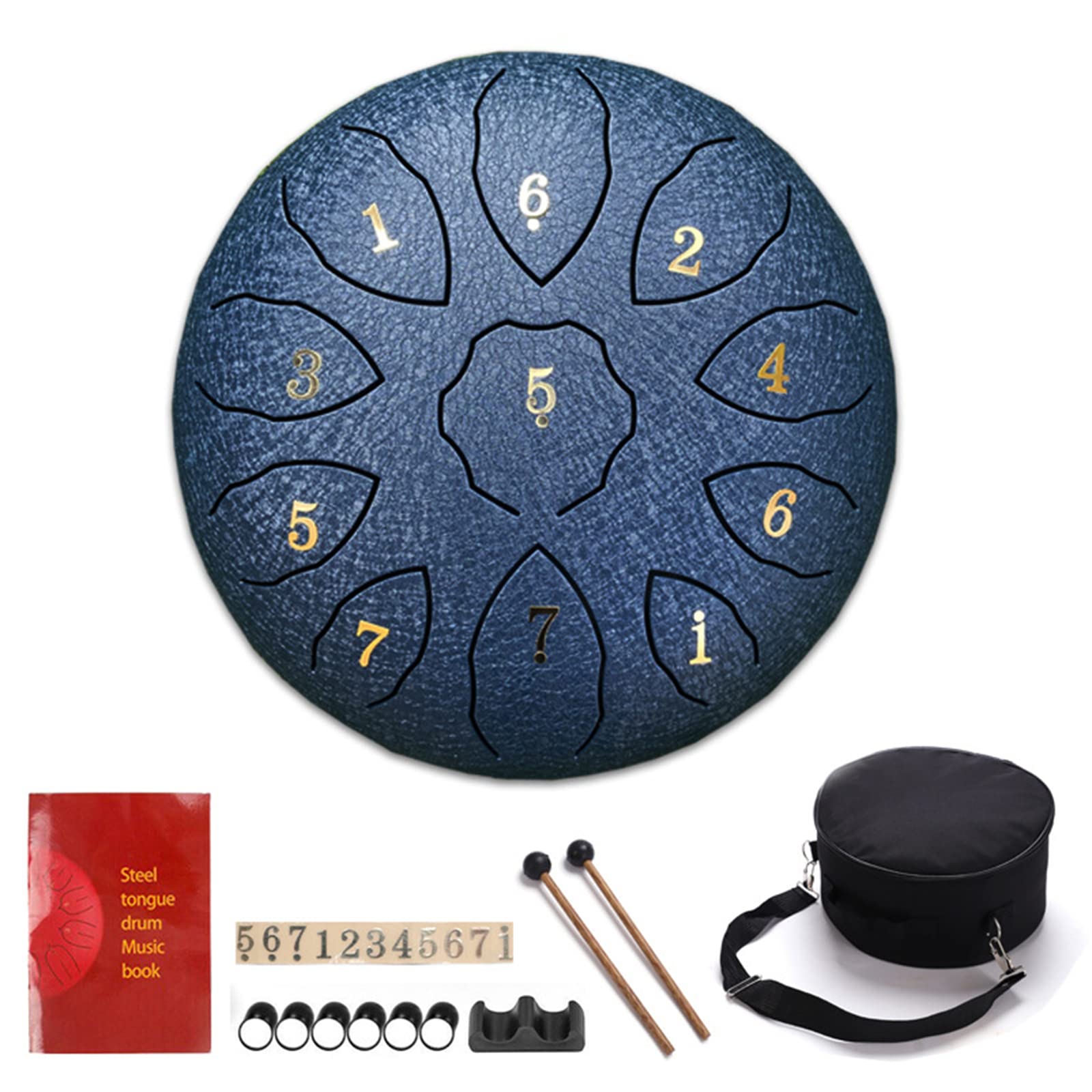Tambor Handpan Drum De 8 Pulgadas Y 11 Tonos Tambor De Lengüeta De Acero Instrumento De Percusión Tambores De Hendidura con Bastones Y Bolsa De Viaje para Yoga Meditación