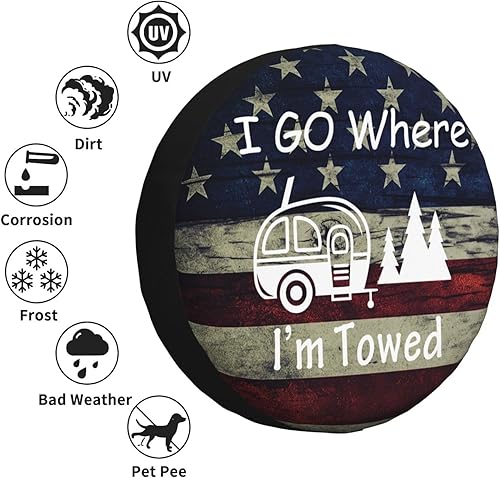 Miniatura 5 de I Go Where I'm Towed - Cubierta protectora de rueda de repuesto de 17 pulgadas para camión, SUV, remolque, camping, caravana