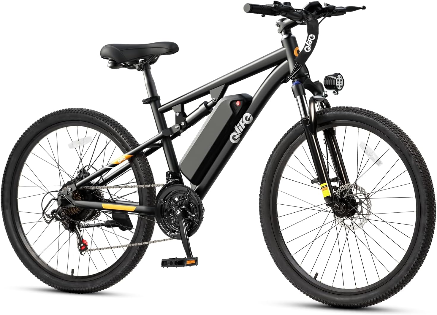 Qlife Racer27.5 Ultra Electric Bike for Adults, 21-Speed 28MPH Adult Electric Bicycles Peak 1200W, Up to 55 Miles, 48V 10.4Ah Removable Battery, Dual Suspension, 27.5" Tire Mountain Ebike