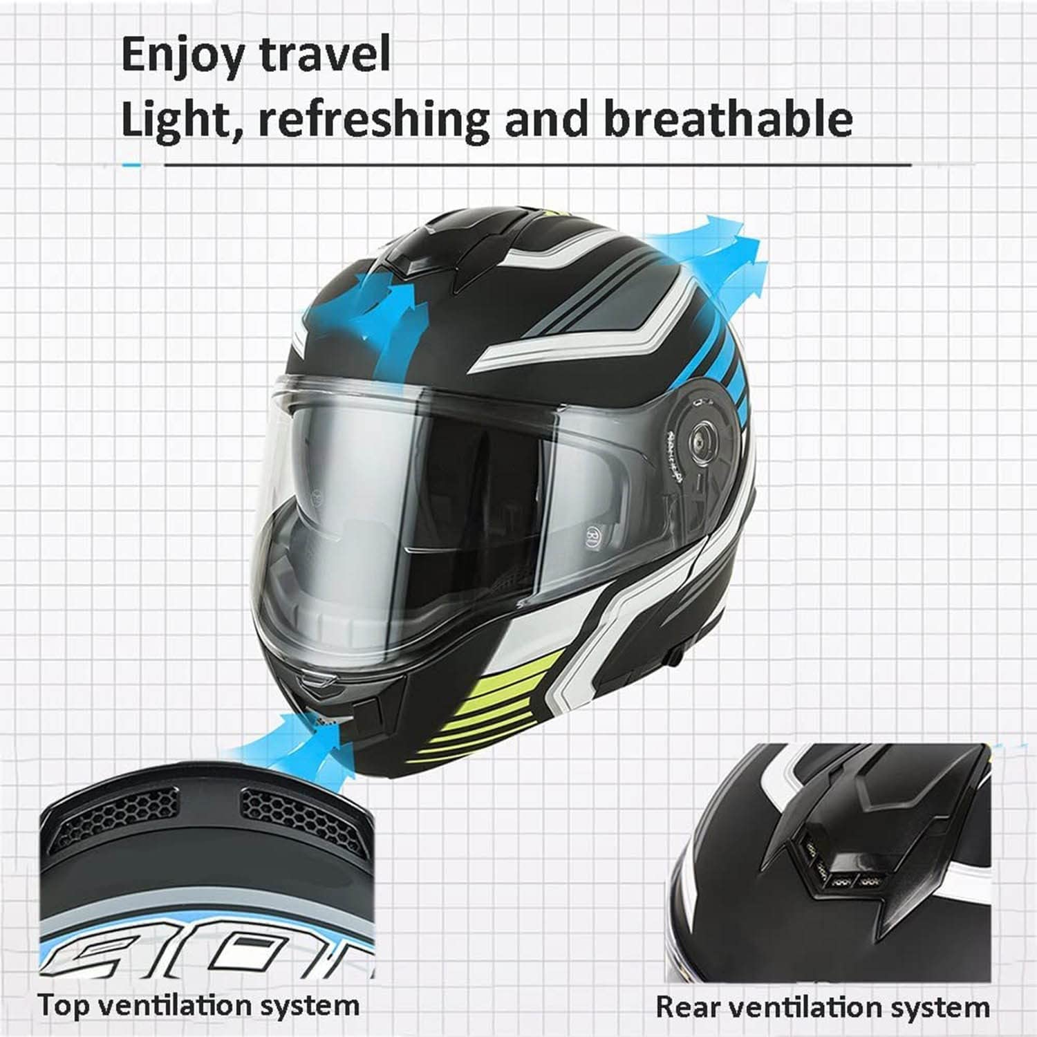 Casque Modulable Moto Bluetooth Intégré ​avec Double Visière ECE Homologué pour Scooter Casque De Moto Homme Et Femme Casques Integral Modulables A,XXXL