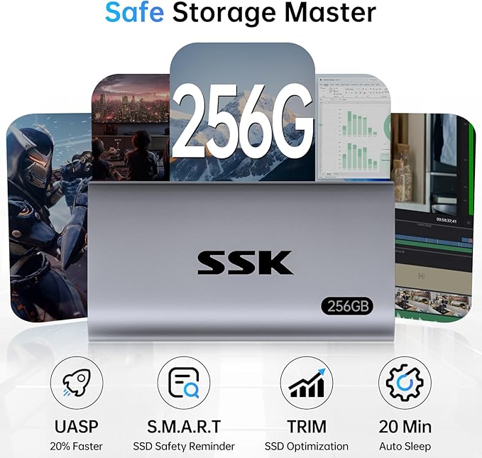 Disco SSD externo portátil SSK 256GB USB 3.2 Gen2 miniatura 4