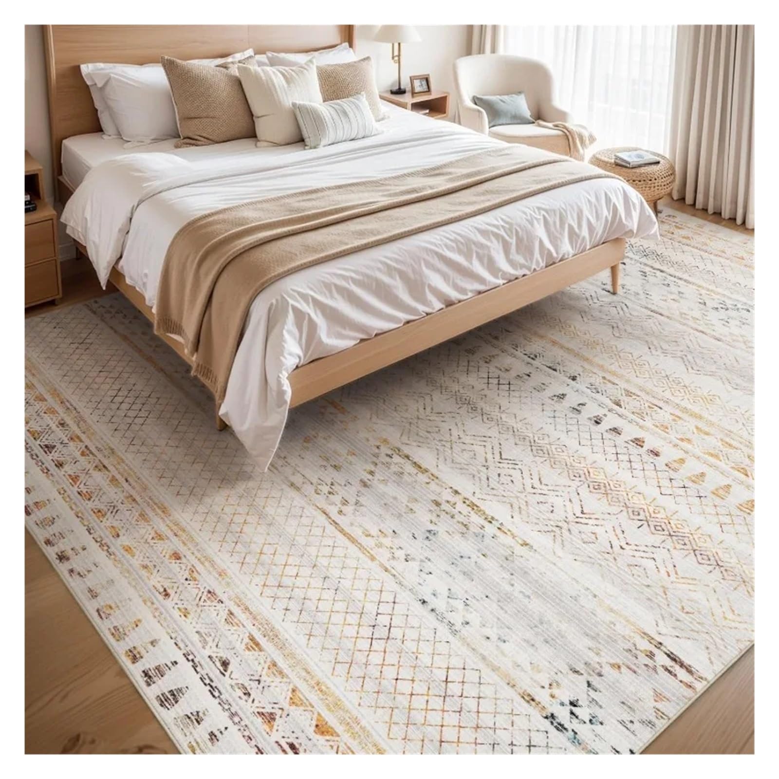 Tapis de salon pliable et lavable en machine douceur rétro