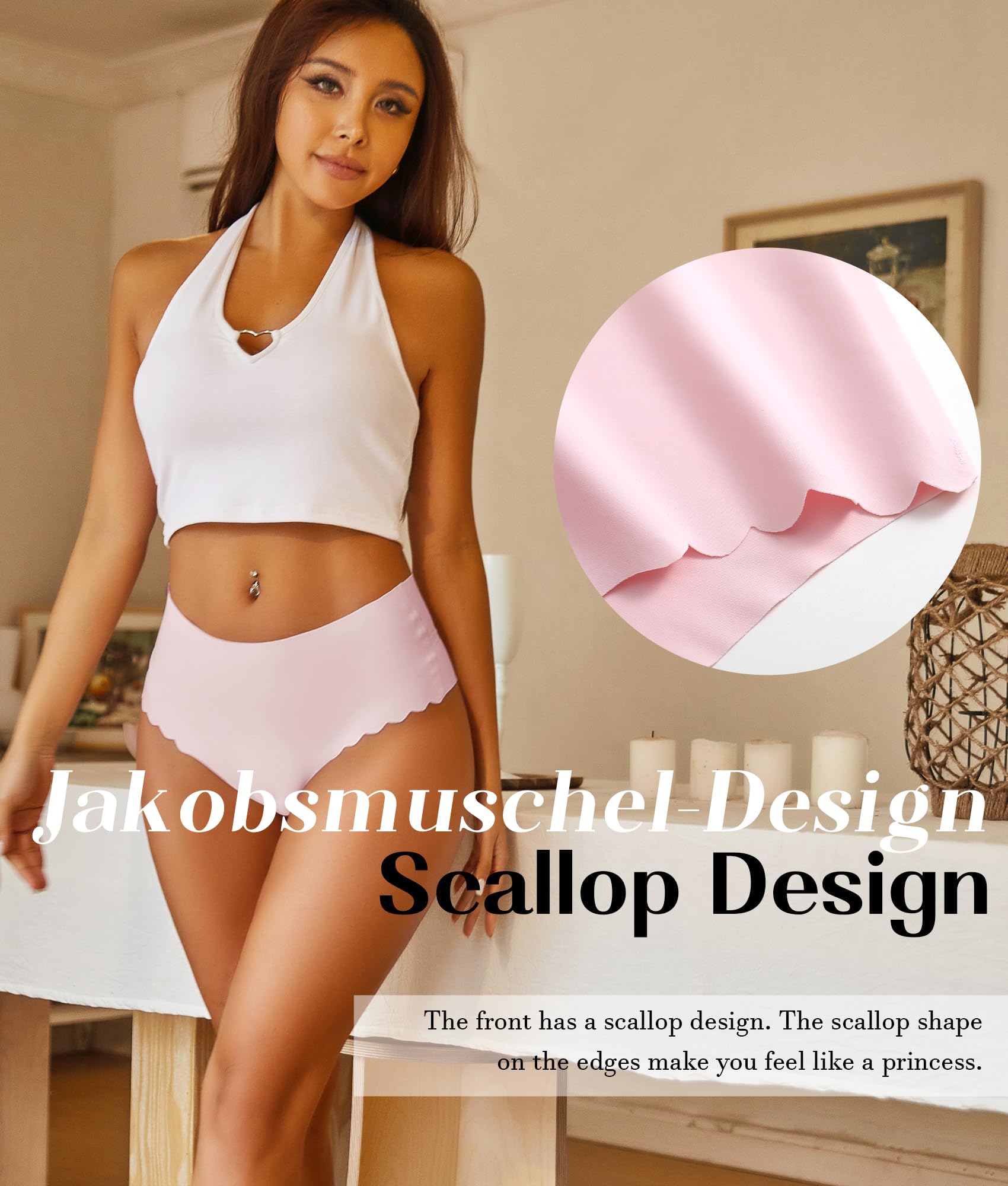 Sth Big Bragas sin Costuras Mujer Cintura Alta Ropa Interior Invisibles Pack de 6