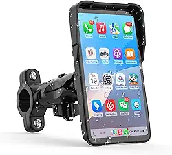 Tela sensível ao toque CarPlay de motocicleta HD de 12,7 cm, sistema de navegação GPS com Apple Carplay e Android Auto, tela portátil para reprodução de carro com Bluetooth duplo, navegação, controle