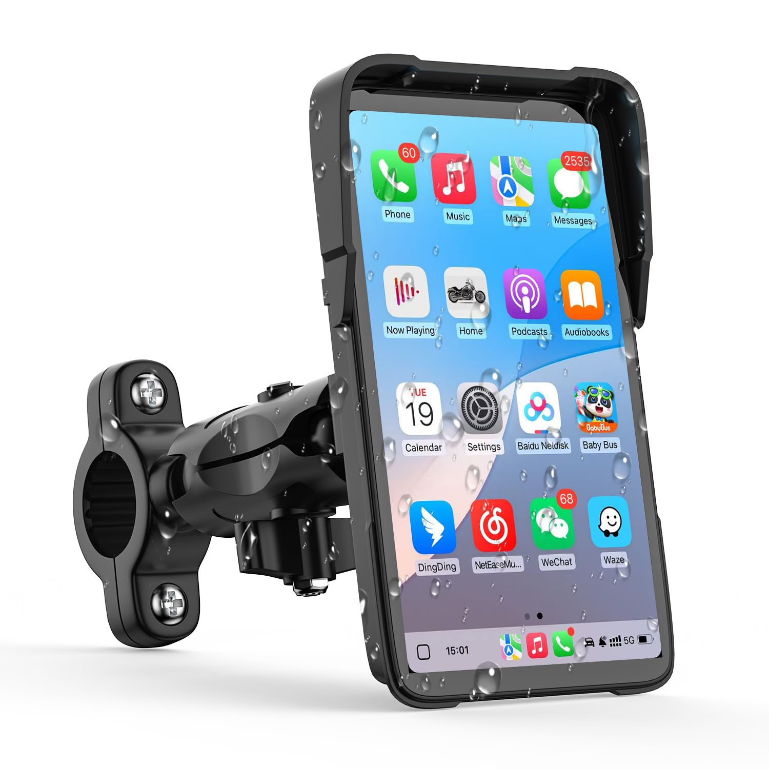 Vertical-Style Motorcycle Carplay Screen, Motorcycle GPS Navigation System with Carplay and Android Auto, IP67 Waterproof, Support Tire Pressure Settings, Bluetooth, Voice Control, Navigation