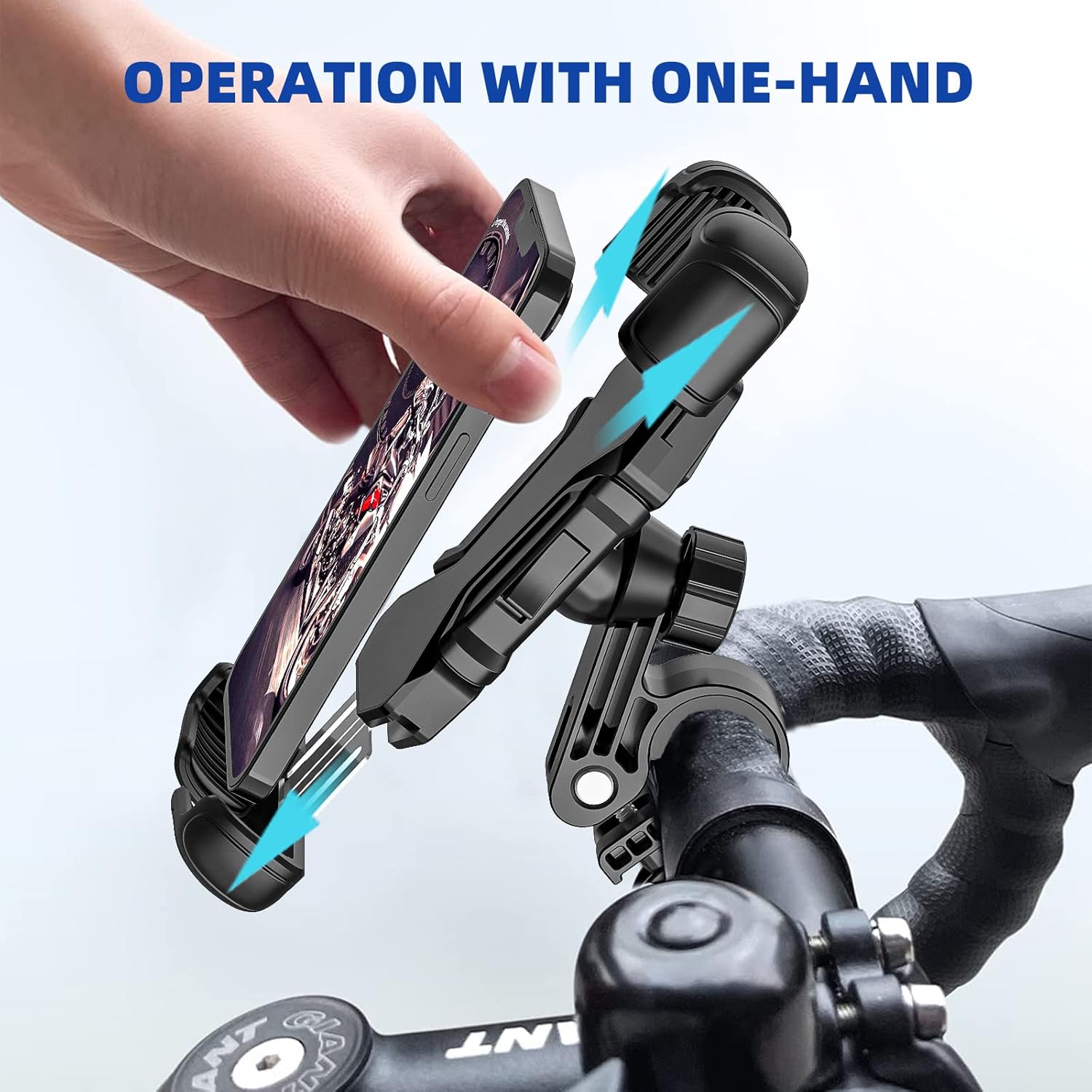 Bike Phone Mount, Motorcycle Phone Mount, Full Protect Anti Shake Slip Bike Phone Holder, 360 Degree Rotation Universal Cell Phone Holder for Bike : Automotive