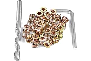 URWall 165PCS Threaded Inserts Nuts, Wood Insert Assortment Kit 1/4"-20 Length 16mm - 50mm