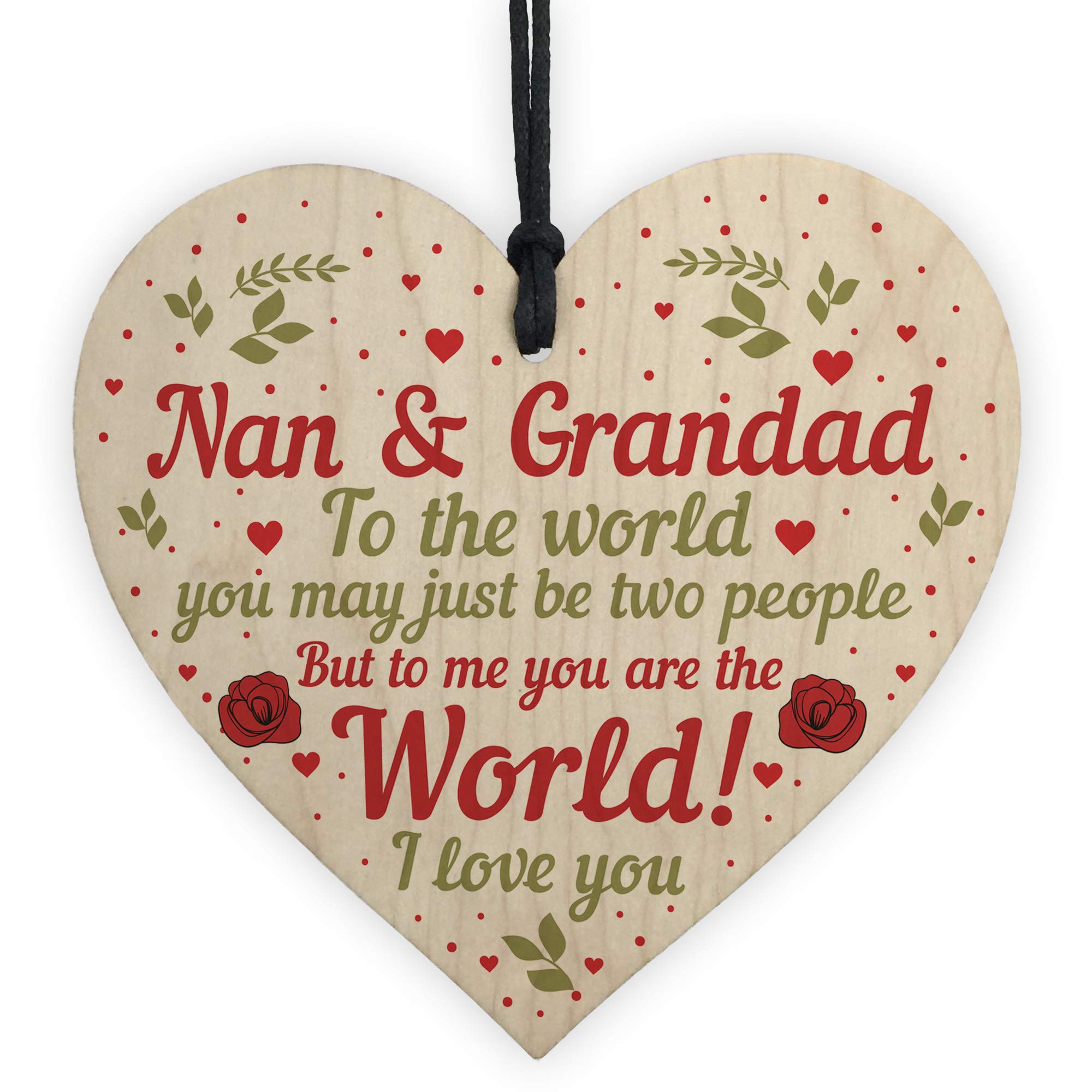 Red Ocean Multicolor Special Nan And Grandad Gift Wooden Heart Grandad Nan Birthday Gift Grandparent Plaque Keepsake