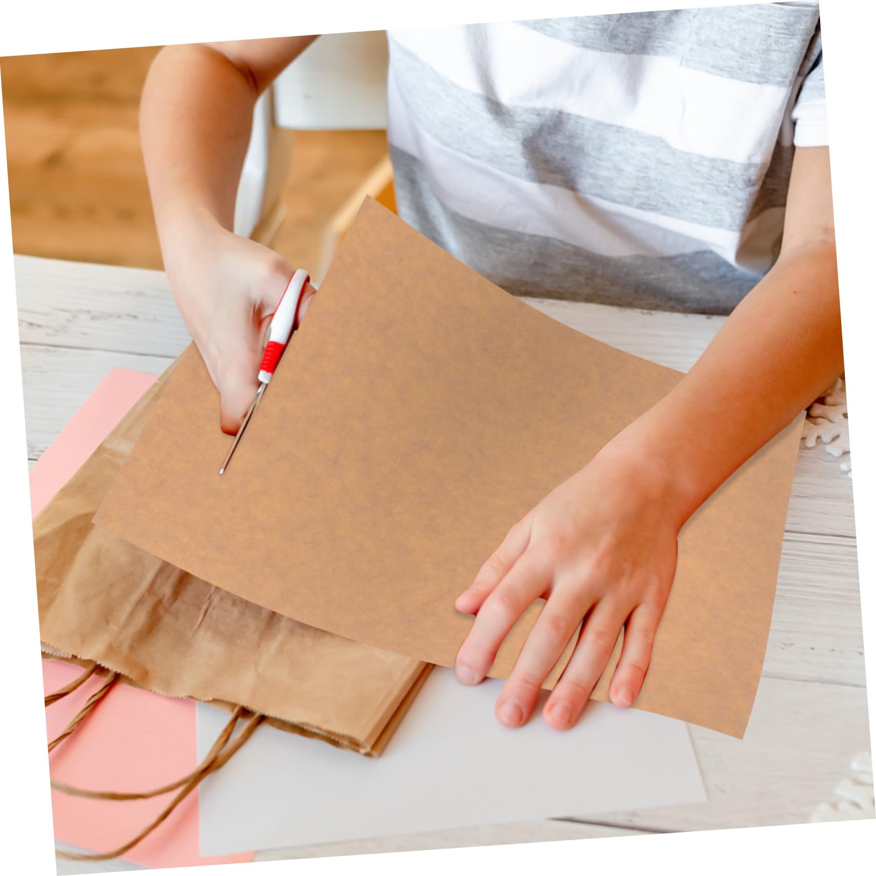 Homoyoyo 50fogli Etichette Adesive Carta Kraft Stampabili Scrivibili Bianca Supporto Easypeel Regali Organizzazione Incartare Progetti