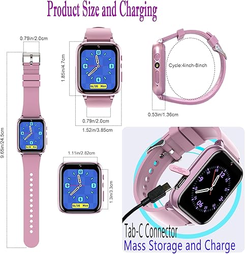 Miniatura 9 de Reloj inteligente para niños, reloj inteligente para niñas y niños con 26 juegos, grabadora de video y reproductor, calendario podómetro, linterna