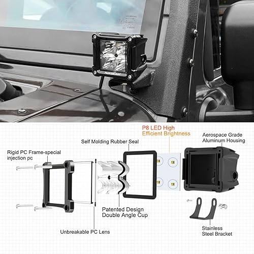 Miniatura 2 de Auxbeam 3 pulgadas LED cubo luz Pods Spot Beam+DRL 2 modos LED barra de luz