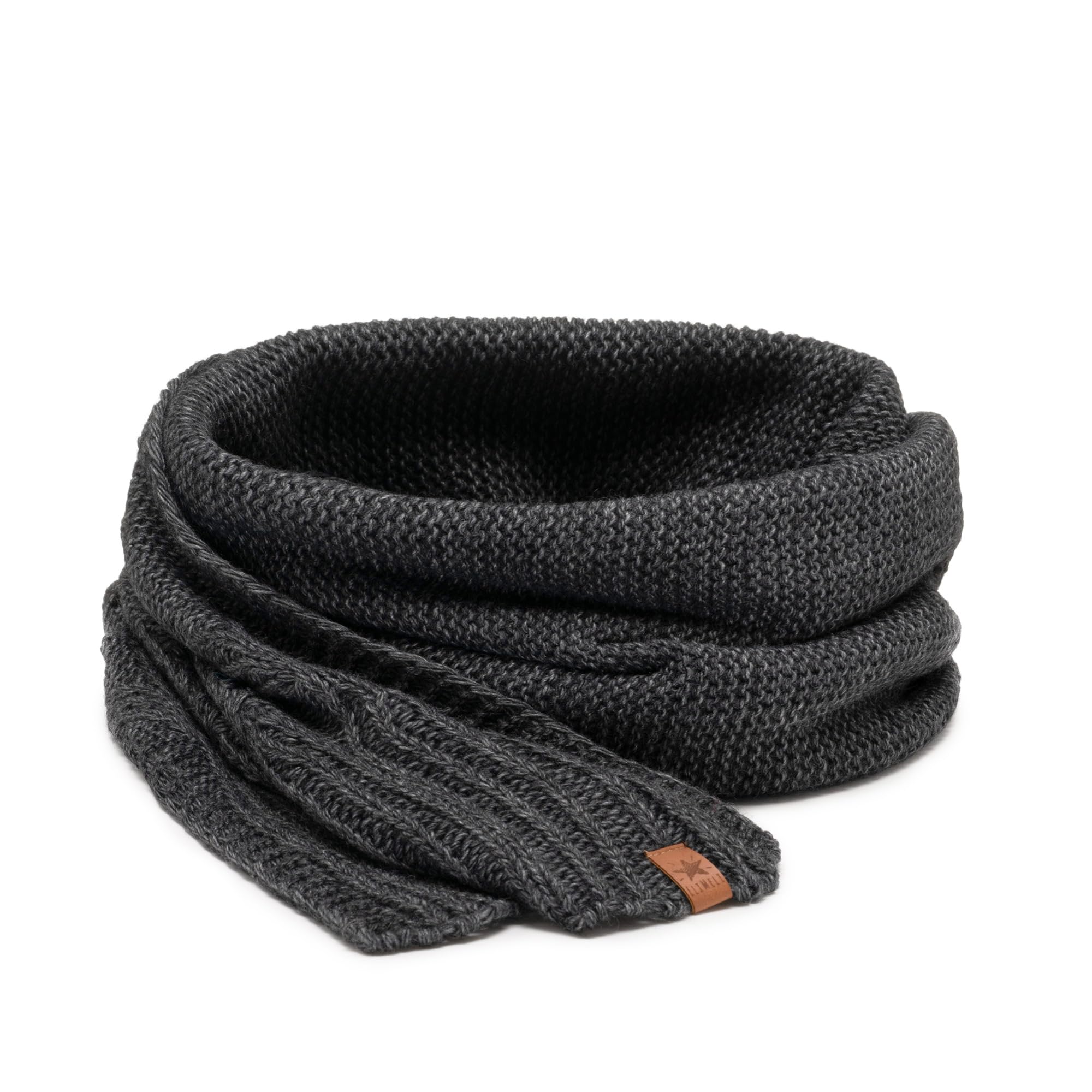 ELIMELI 19531 Bonnet d'hiver chaud en tricot avec pompon pour femme pour l'hiver Fabriqué dans l'UE Couleurs au choix, Gris foncé - Ensemble avec écharpe, taille unique