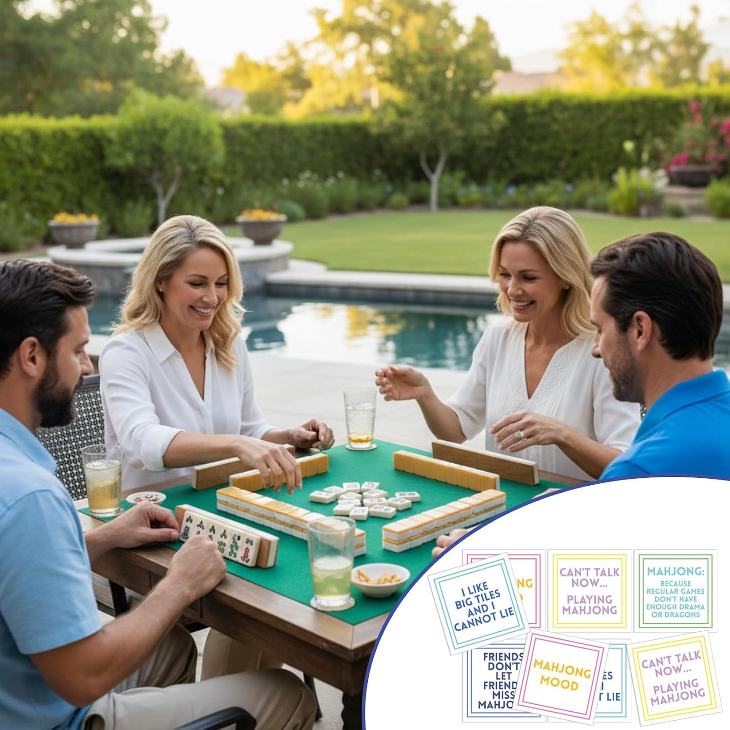 100 Pcs Funny Mahjong Cocktail Napkins 5'' x 5'' Folded, 2-ply