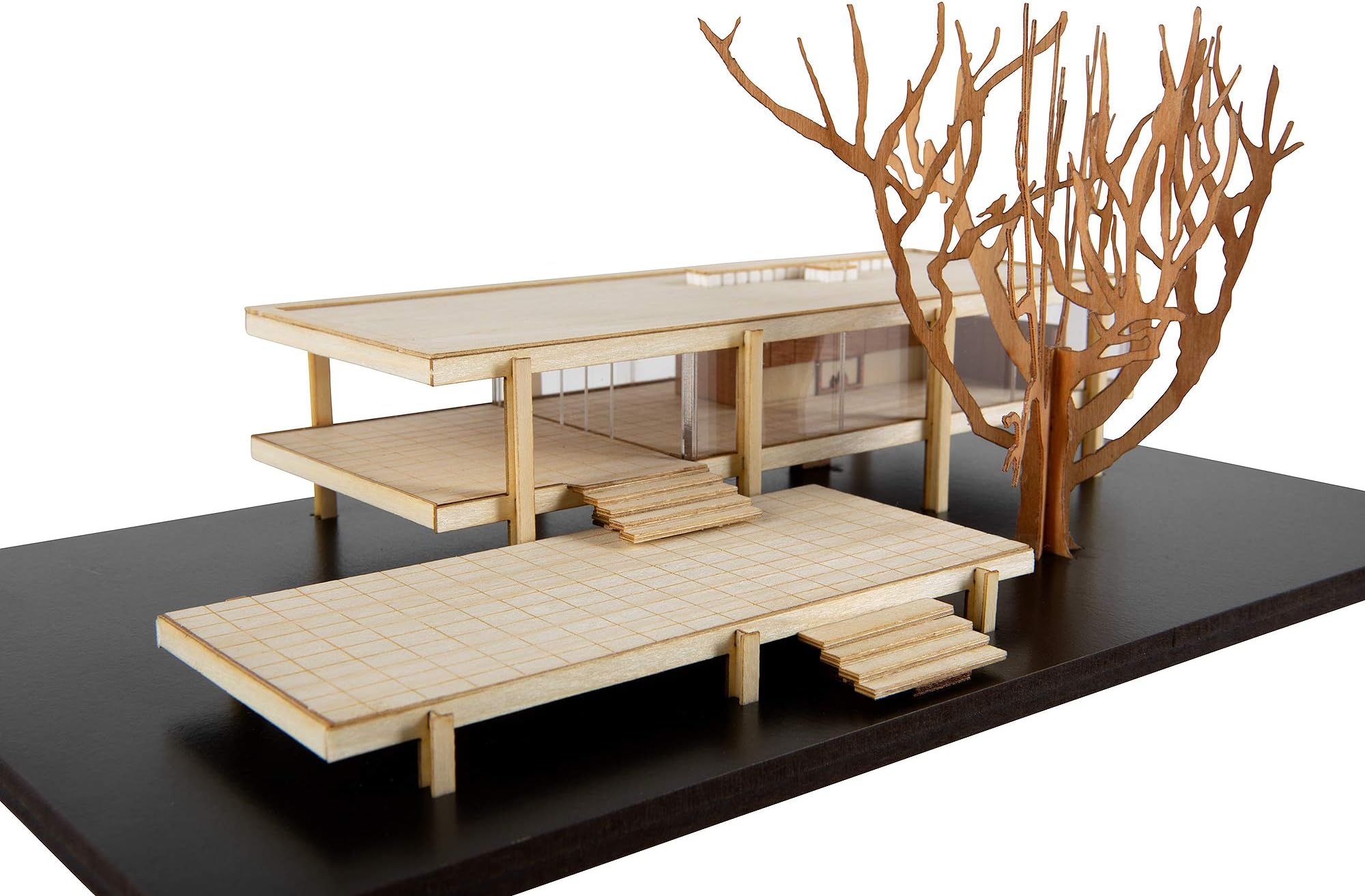 Midcentury Modern Architectural Scale Model kit. Mies Van der Rohe Farnsworth House. Original Glass House. American Architecture. Accurate fine Wood Building