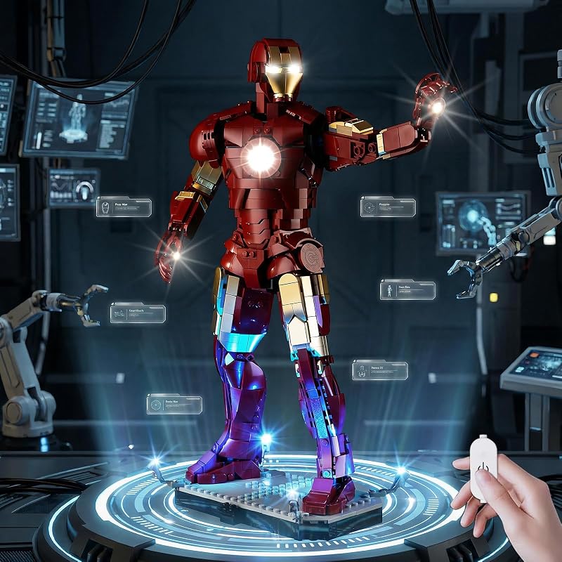 LED Light Kit Compatible with Lego Iron Man Mark 3 Collectors' Edition 76344 Building Set, Upgraded Touch Control & Dimming, Lights Only, Model Not Included