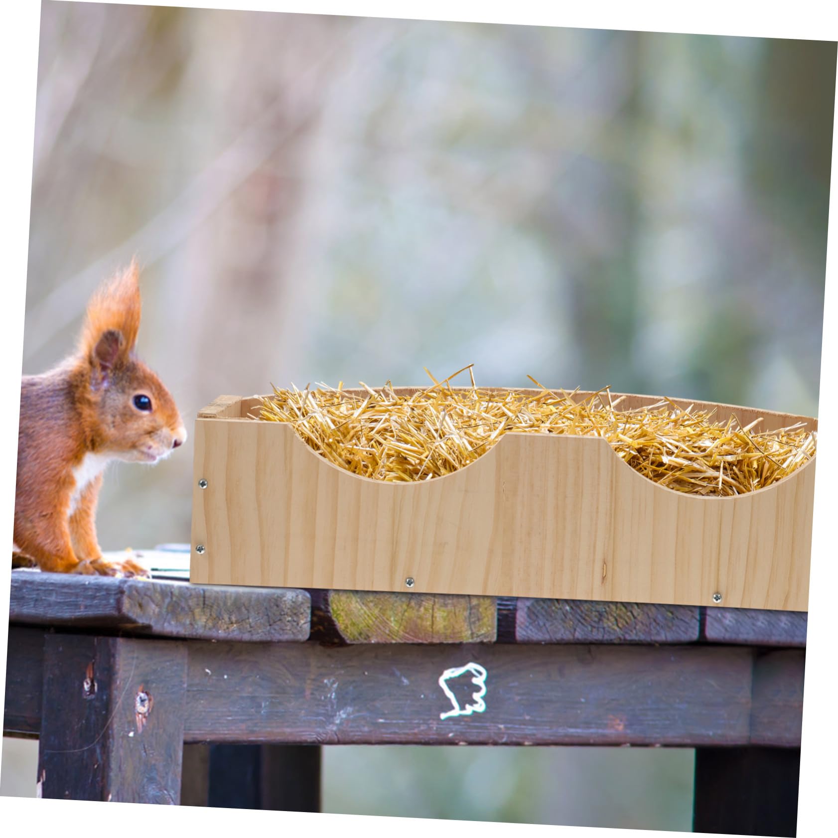 Holz Heuraufe mit Fixator für Meerschweinchen und Hamster Großer Futterspender zum Aufhängen Hält den Käfig Sauber und Ist Langlebig